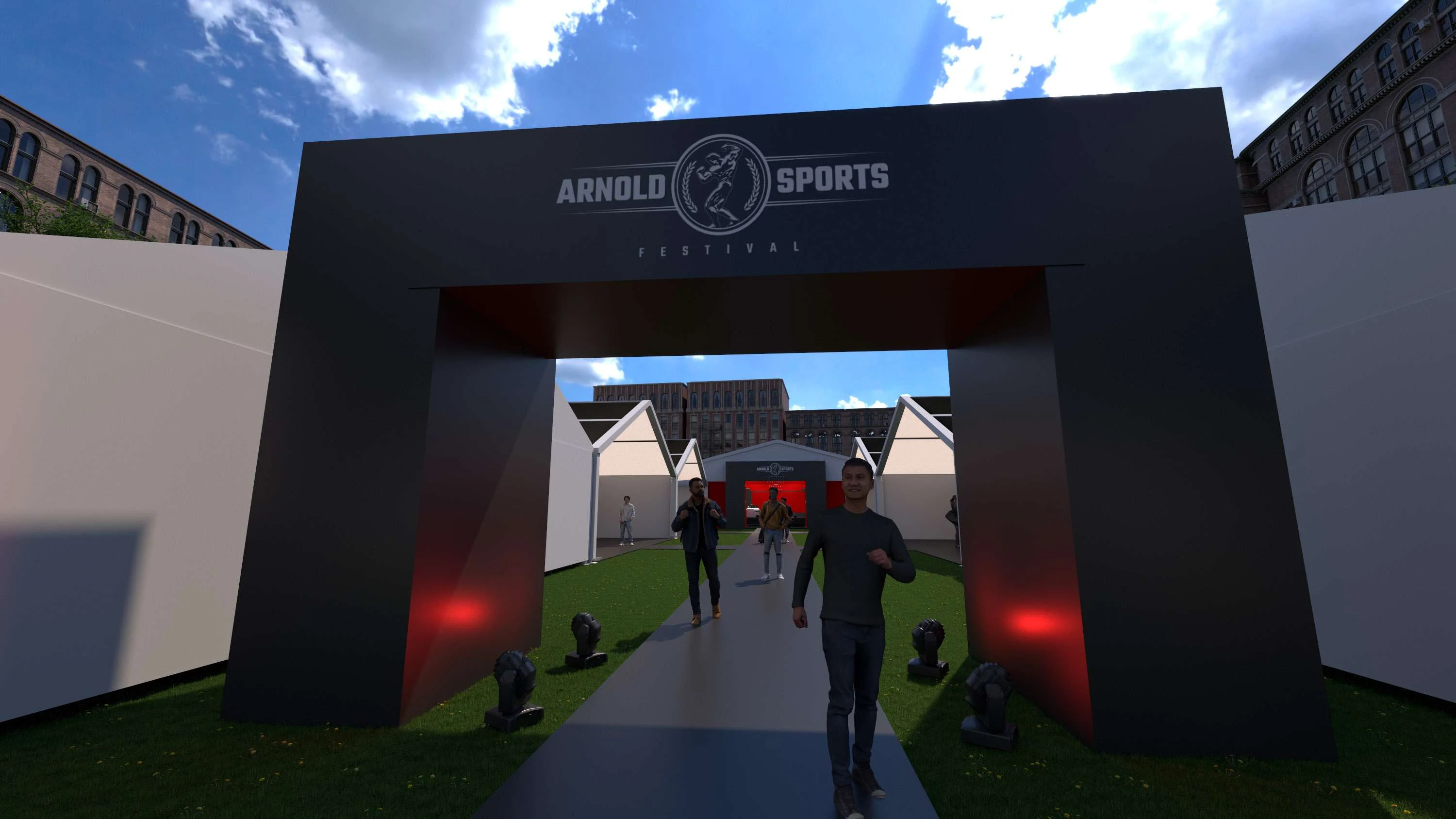 Entry arch rendering, the Arnold Sports Festival gateway from the street
