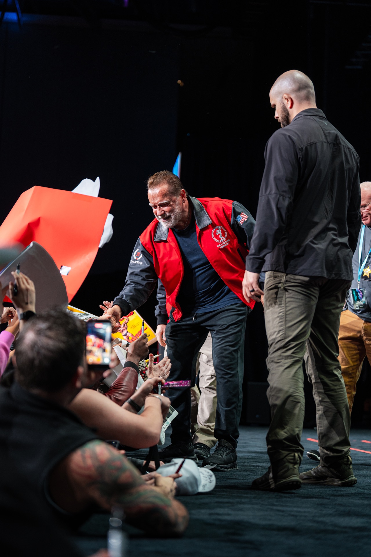 Arnold Schwarzenegger greeting fans