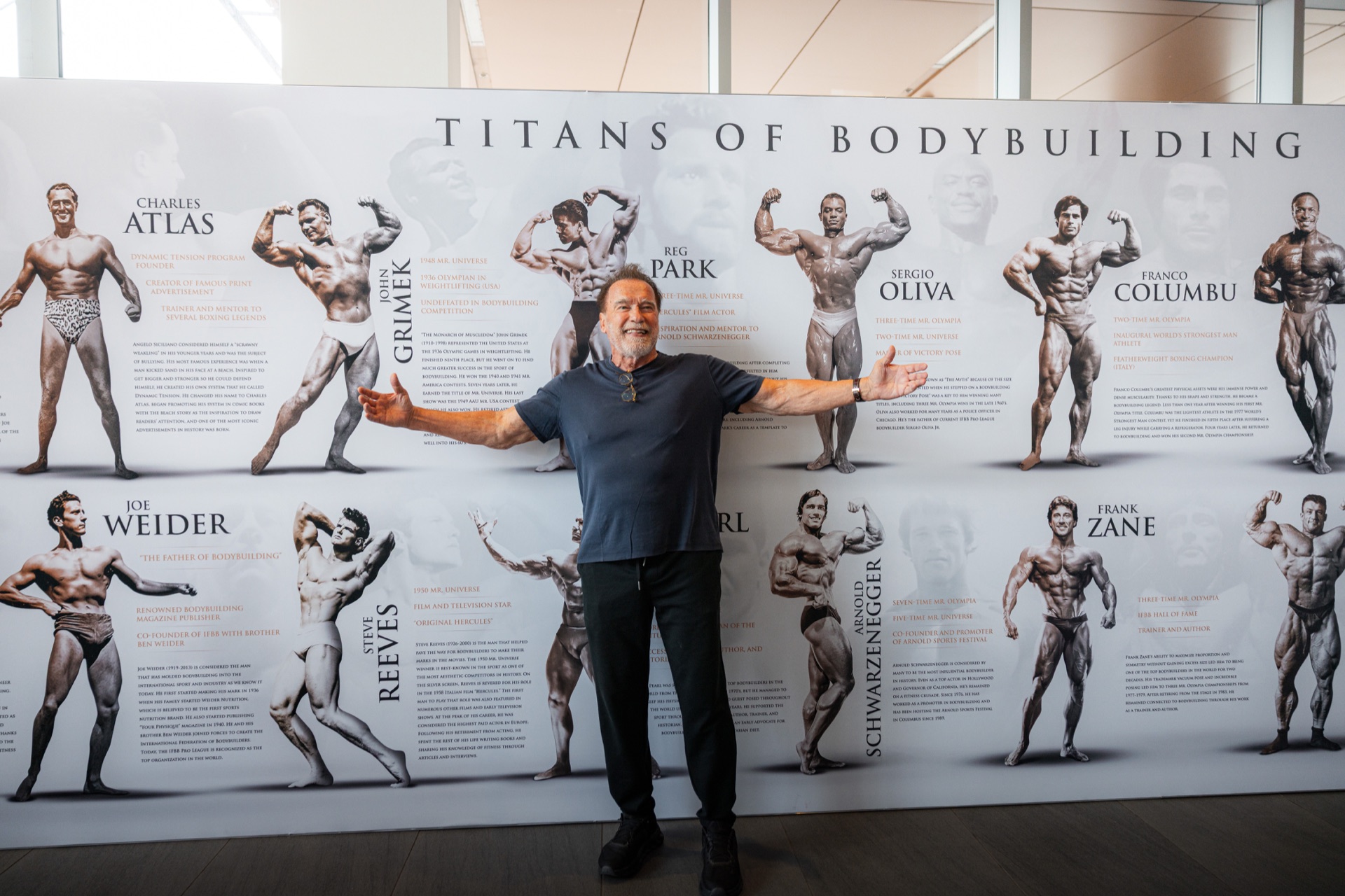Arnold at the Titans of Bodybuilding exhibit