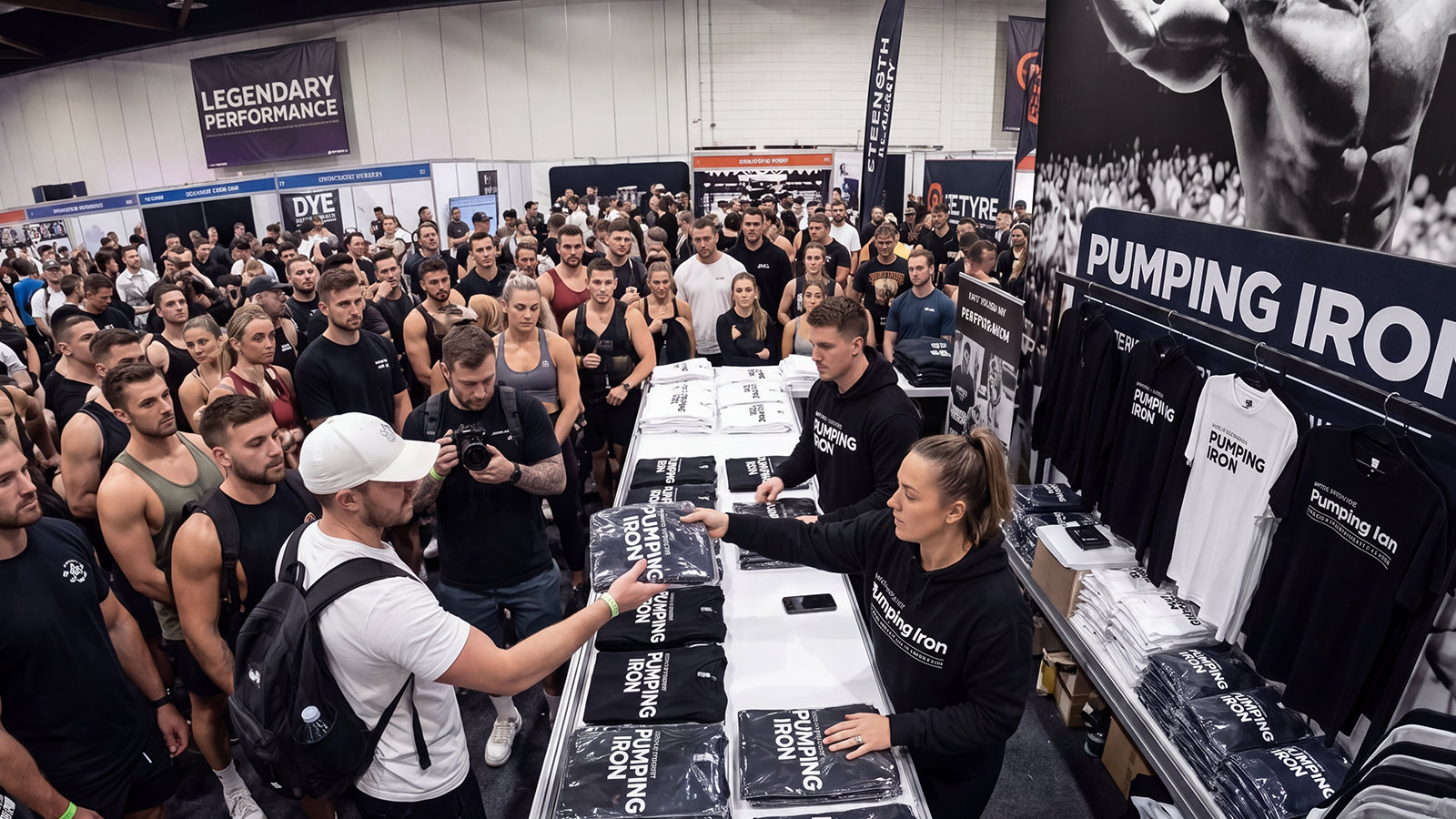 Limited-edition Pumping Iron 50th anniversary merchandise on display